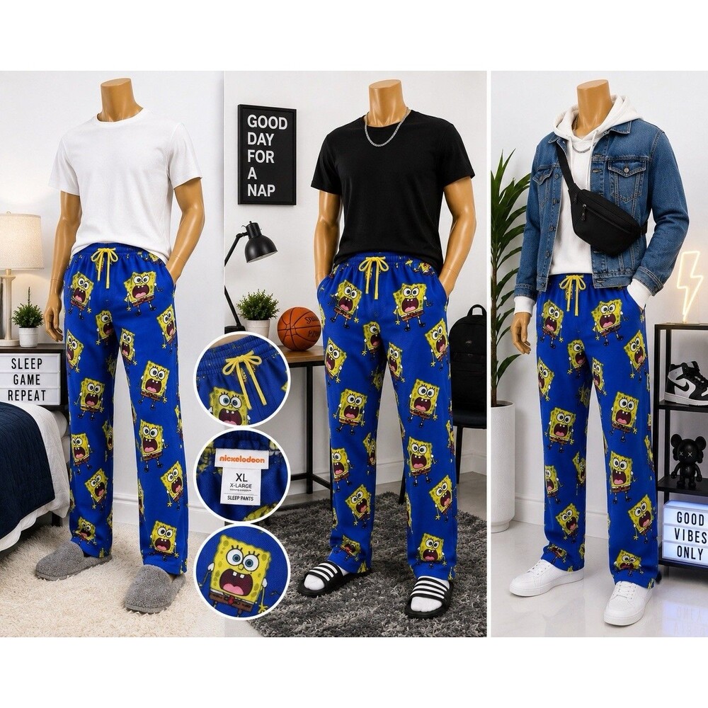 Sponge Bob SquarePants Men's Loungewear Pockets Pajama Pants Size XL Nickelodeon